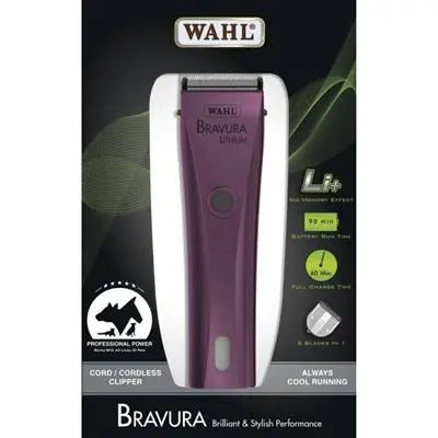 Bravura Lithium Cordless Clipper Purple by Wahl - PremiumPetsPlus