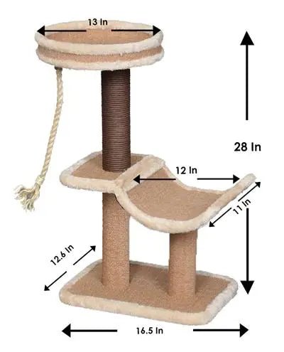 Catry, Cradle- Beige Cat Tree Cradle Bed with Recycled Paper Scratching Posts and Teasing Rope - PremiumPetsPlus