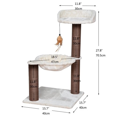 Catry, Nirvana Cat Tree Hammock Bed with Recycled Paper Scratching Posts and Teasing Feather