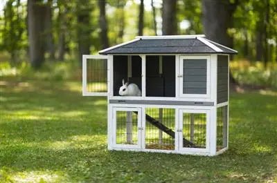 Prevue Pet Products Rabbit Hutch Duplex Grey - PremiumPetsPlus
