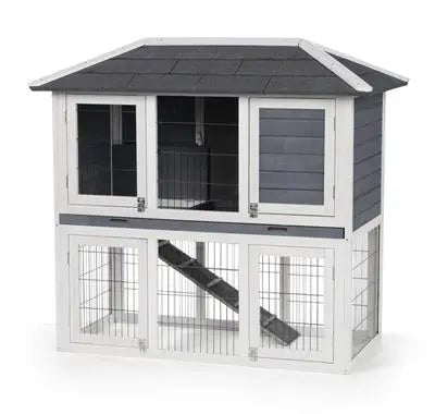 Prevue Pet Products Rabbit Hutch Duplex Grey - PremiumPetsPlus