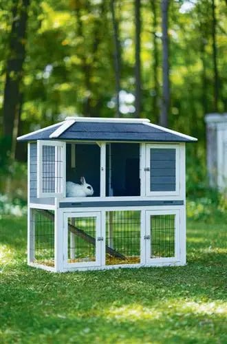 Prevue Pet Products Rabbit Hutch Duplex Grey - PremiumPetsPlus