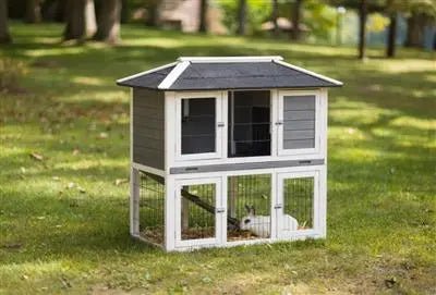 Prevue Pet Products Rabbit Hutch Duplex Grey - PremiumPetsPlus