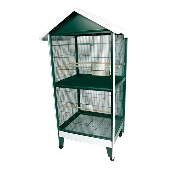 Two Story Pitched Roof Aviary 38"x29"x74"