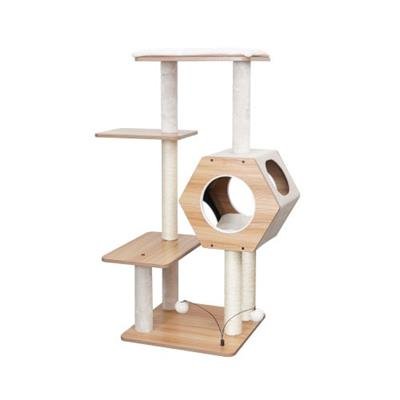 Wagon Style Minimalistic Wooden Medium Cat Tower Product View